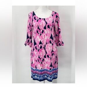 Lilly Pulitzer Sophie Ruffle Dress Size Small Pink Flamingo High Tide UPF 50